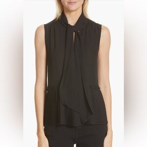 Frame Denim Black Sleeveless Tie Front Blouse